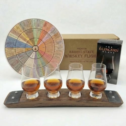 Premium 4 glass Flight/Glencairn Glass flight/Whiskey Tasting (Red Mahogany, With Glasses)