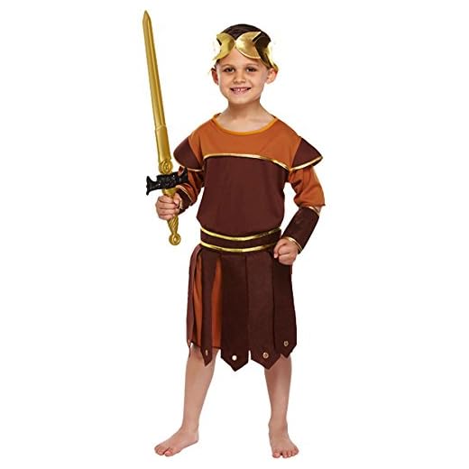 Islander Fashions Ni�os Disfraz de Soldado del Imperio Romano Disfraz de Gladiador Griego Soldado para Mujer Traje Medio (7-9 a�os)
