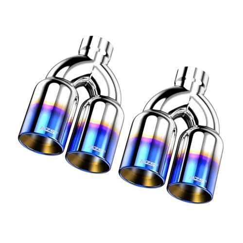 Image of MZS Dual Exhaust Tips 2.5 inch Inlet 3.5 inch Outlet Pipe Universal Burnt Blue 2Pcs