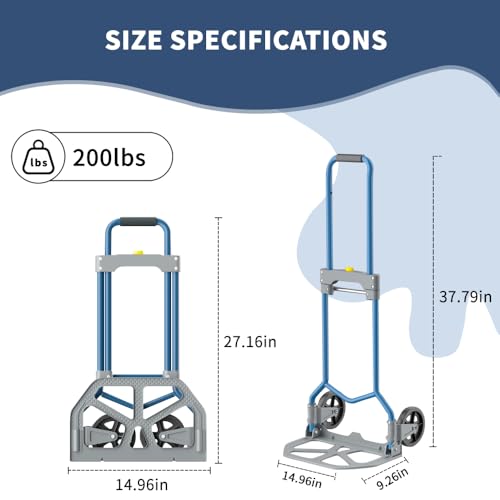 Carro plegable de mano con ruedas, carga 200 lb miniatura 5