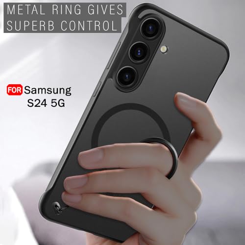 TheGiftKart Hybrid Ultimate Slim Back Case Cover for Samsung Galaxy S24 5G | Lightweight Profile | Frosted Matte Translucent Hard Back Cover for Samsung S24 (PC & TPU, MagSafe Compatible, Black Sides) 6