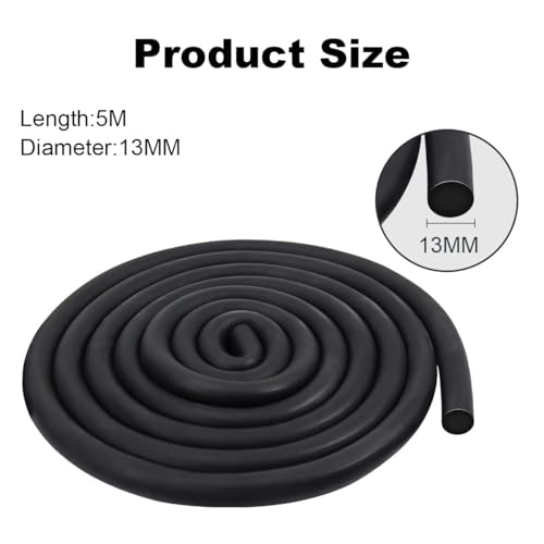 Rundschnur Dichtung, Gummischaum Wetterdichtung Fugenfüllprofil Rund EPDM Moosgummi Schwarz für Spalt und Fuge Beton Füllung(Ø13mm x5m Länge)