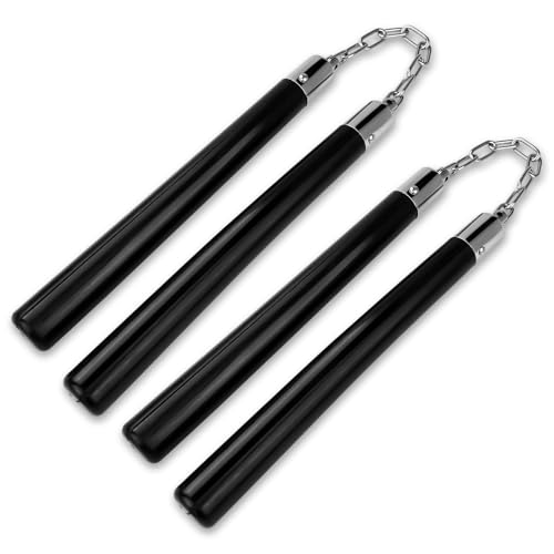 JUOIFIP 2 PCS Nunchucks Safe Solid Rubber Training Nunchucks with Steel Chain Practice Nunchucks for Adults and Professionals Perform,Suitable for Exercise,Practice, Training(Black)