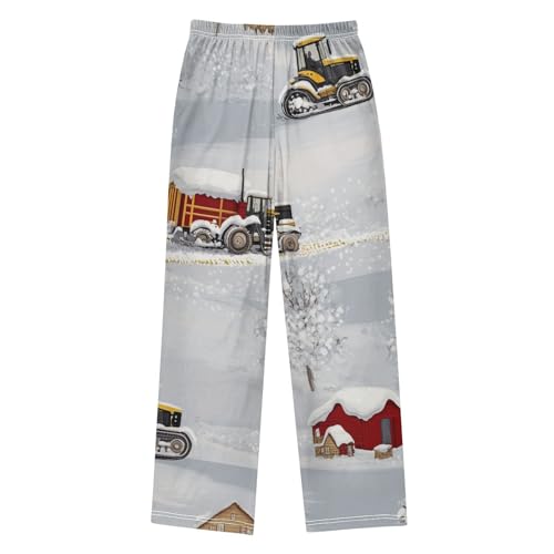 ZZXXB Tractor Snow Boys Long Pants Soft Trousers Elastic Waist Kids Lounge Bottoms with Pockets S-XL2