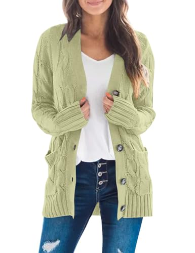 MEROKEETY Women's 2025 Cable Knit Cardigan Open Front