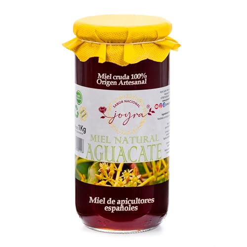 Miel Cruda, 100% MIel Pura de Abeja. 16 Variedades Atipicas de Producción Limitada, APICULTURA ESPAÑOLA. Natural Sin Pasteurizar, Conservan Enzimas y Antioxidantes. (1 KG, Miel de Aguacate)