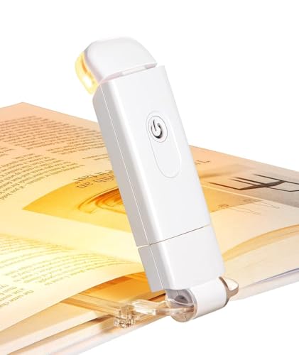 Image of Clip-On LED Book Lamp for Night Reading, USB Rechargeable Study Light for Students, 3 Brightness & Color Modes, Eye-Care Portable Foldable Reading Light for Bed & Travel (White)
