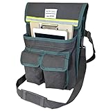 [me.d358] A4バインダー、タブレットが入る 腰袋 2WAY仕様 腰袋・ショルダー ふた付き A4ファイル ツールポーチ 工具入れ 帆布 電工袋 測量 調査 設計者 監督 施工管理 監理 WORK BAG (ブラック)