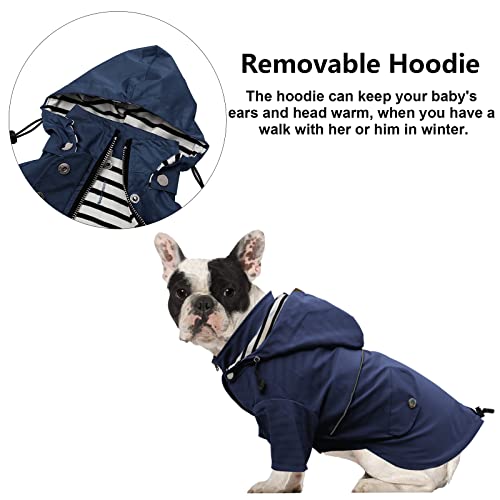 Morezi Dog Zip Up Dog Raincoat with Reflective Buttons, Rain/Water Resistant, Adjustable Drawstring, Removable Hood, Dog Raincoats with Legs 8lbs to 80lbs Available – Dark Blue – L Morezi Dog Zip Up Dog Raincoat with Reflective Buttons, Rain/Water Resistant, Adjustable Drawstring, Removable Hood, Dog Raincoats with Legs 8lbs to 80lbs Available – Dark Blue – L