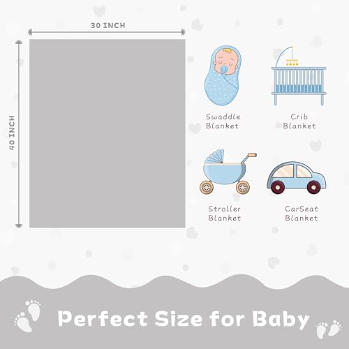 Image of Yurhap Heart Baby Blanket, Love Plush Fleece Baby Blankets for Boys Girls | Soft Baby Boy Blankets for Infant Toddler Newborn Gifts, Fluffy Baby Essentials, For Crib Stroller, 30 inchx40 inch, Silver Grey