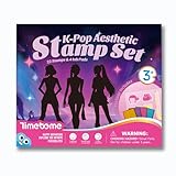 Timetome K-Pop Aesthetic Stamp Set for Kids, Interchangeable Dress-Up Stamps with 22 Designs, DIY Creative Art Toy, Washable Ink, Role Play & Fashion Play, Birthday Gift for Girls & Boys Ages 3–12
