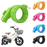 Kinderfahrradschloss, Fahrradschloss Kabel mit Halterung für Kinder, tragbare Fahrradschlösser Spiralkabelschlösser für Outdoor Fahrräder, E-Bikes, Skateboards, Kinderwagen (Grün)
