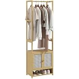 HOMCOM Perchero con Armario Burro con Zapatero 53x31x168 cm Natural