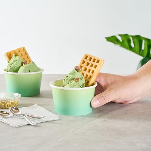Image of Restaurantware Ice Cream Cups 50 Pack of 8 oz Leak-Resistant Disposable Dessert Bowl Frozen Yogurt Cup Round Paper Container For Cold And Hot Desserts