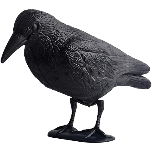 Retoo Schwarz Rabe aus Kunststoff, Künstlicher Krähe, Taubenabwehr und Taubenschreck, Vogelabwehr, Natürliche Schädlingsbekämpfung, Vogelschreck für Balkon, Garten, 35 x 22 x 10 cm