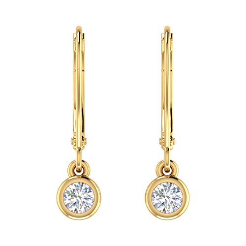 0.40 Carat Diamond Lever-Back Drop Earrings In 14K Yellow Gold #TOP1