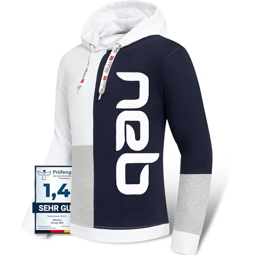 Nebulus Herren NEB, Pulli, Pullover, Sweatshirt, grau-Navy-weiß - L