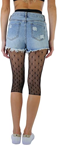 Image of ToBeInStyle Women's Single Floral Lace Fishnet Tights Footless & Stirrup Design