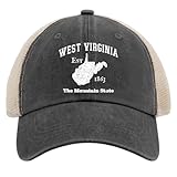 Paunook West Virginia The Mountain State Trucker Hat Gardening Hat AllBlack Mens Hats Gifts for Boyfriends Beach