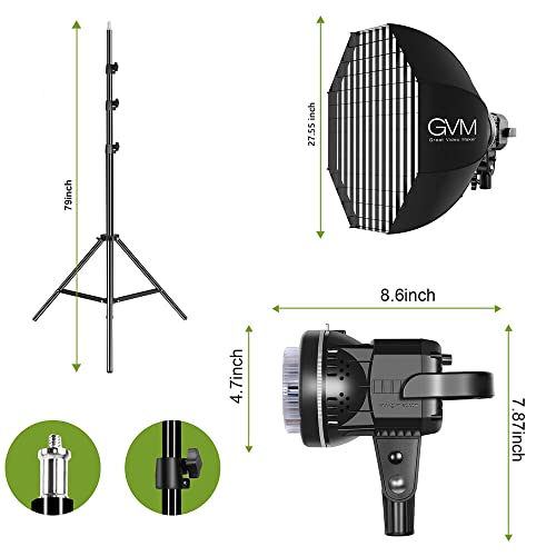 Image of GVM 80W Photo Studio Lighting Kit, LED Video Light with Bowen Mount 23.6 inch Softbox, Tripod Stand, Continuous Output Daylight 5600K Lights for Photography