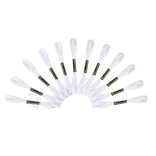 GUOCHENJIE 36/48Pcs Black and White Cross Stitch Thread Embroidery Floss Skeins Black Color Hand Sewing Threads Craft Needlework
