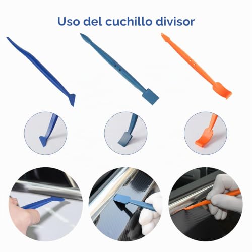 Miniatura 4 de Aiqinu Kit Vinilo Herramientas Película Para Coche Kit, 27pcs Herramientas De Lámina Con Raspadores De Fieltro Cuchillo De Precisión Y 5 Cuchillas De Repuesto, Herramienta De Corte De Bordes