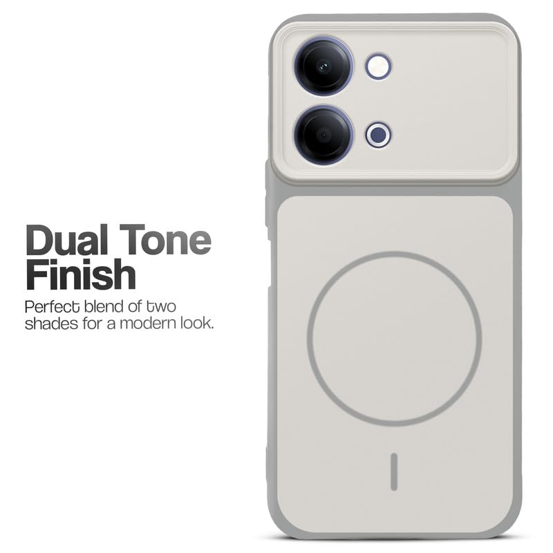 Image of Mr. Case Back Cover for Vivo Y11 5G | Ring Design Protective Case with Camera Cut Protection | Anti Slip Grip | Shockproof Mobile Cover - Grey-White