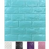 11PCS 3D Wall Panels Peel and Stick Faux Brick Wallpaper Blue Self Adhesive Foam Brick Paneling Faux Stone Wall Panels (11PCS, Blue)