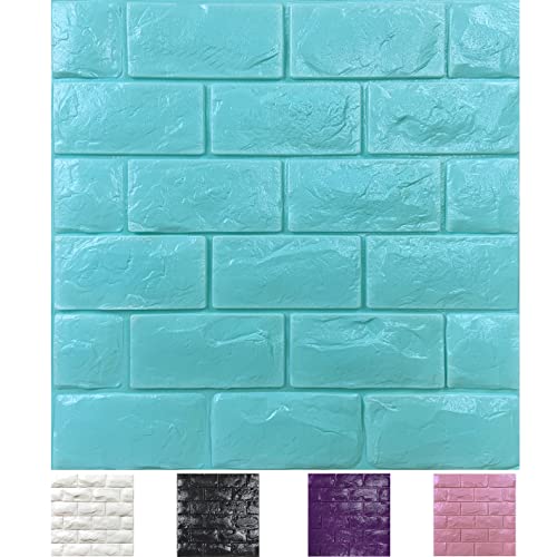 Panneaux muraux 3D masquer mur abîmé mousse bleu imitation brique