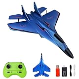 KBIBCK Remote Control Plane, RC Plane Ready to Fly, RC Planes 2CH 2.4Ghz Remote Control Wireless Airplane Toy, RCPlane with LED Lights, Remotes Controle Airplanes for Beginners Kids Adults (Blue)