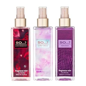 So…? Womens Fragrance Mist Bundle Sorbet Dream, Dark Romance, Purple Reign Body Mist Set 100ml (Pack of 3)