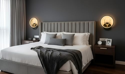 Image of Modern LED Wall Lamp | Round Deer Horn Design | Artistic Metal Accent Lighting for Bedroom, Living Room & Hallway | 3 Color Modes - Warm White, Natural White & Cool White | Pack of 2