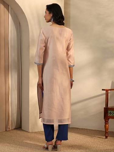 Image of Libas Embroidered Chanderi Silk Straight Kurta | Ethnic Wear |Wedding Dress | Ocassion Wear