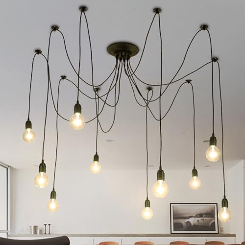 Lámpara colgante industrial de 16 luces E27 techo salón 4