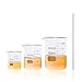 ULAB Scientific Low Form Griffin Glass Beaker Set with Glass Stirring Rod Offered, 3 Sizes 250ml 500ml 1000ml, 3.3 Borosilicate Glass, Printed Graduation, UBG1010