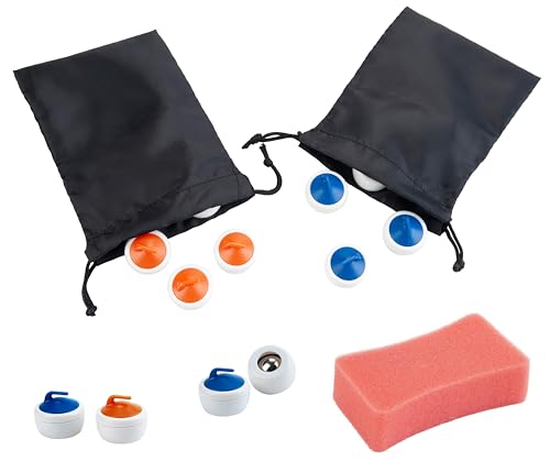 Engelhart - 2 in 1 Curling and Shuffleboard Table-Top Game - 180cm, Compact Curling Spiel und Reversible Paletten - 340500