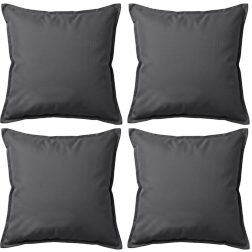 4 Pack Waterproof Outdoor Garden Furniture Seat Cushion 45x45cm Decorative Throw Pillow Filled Cushion Cushion Covers 18x18 for Garden Sofa Chair Livingroom Bedroom Patio (Dark Grey)