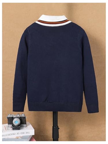 Floerns Boy's Striped V Neck Sweater Long Sleeve Cable Knit Casual Pullover Sweaters2