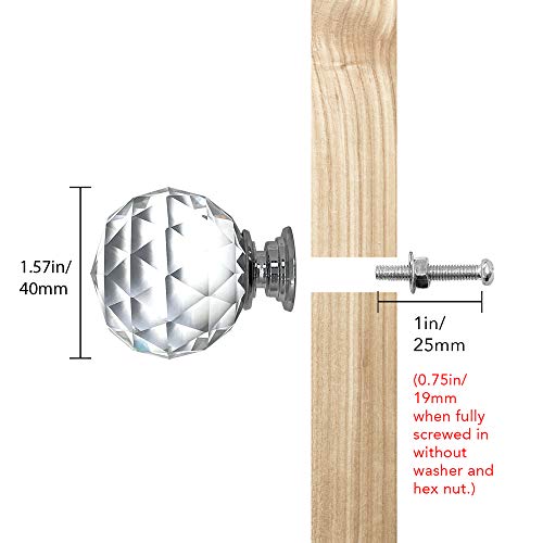 Isaac Jacobs Round Ball Shape (53 MM) Crystal Knobs Set of 4, Cabinet Knobs with Screws, Drawer Pulls, Glass for Dresser, Bathroom, Bedroom, Kitchen, Living Room & More (4, Silver Base) - Thumbnail 4