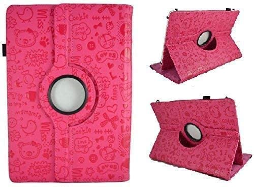 theoutlettablet® Funda de diseño Original Rosa Fucsia con Dibujos y función Giratoria Compatible...