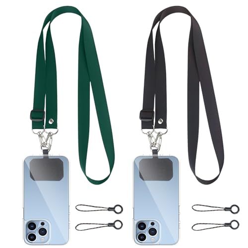 witeup Catena per cellulare universale, 2 pezzi, cinturino per cellulare da appendere con supporto per cellulare e cordino corto, compatibile con tutti gli smartphone, cordino per cellulare nero +