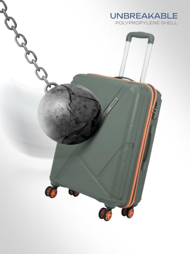 Image of Safari Benson Medium 8 Wheels 66cm Check-in Trolley Bag Hard Case Polypropylene 360 Degree Wheeling System Luggage, TSA Approved Lock, Trolley Bags for Travel, Suitcase for Travel, Sage Green