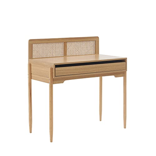 BAÏTA Bureau Enfant Pablo Effet chêne et cannage rotin
