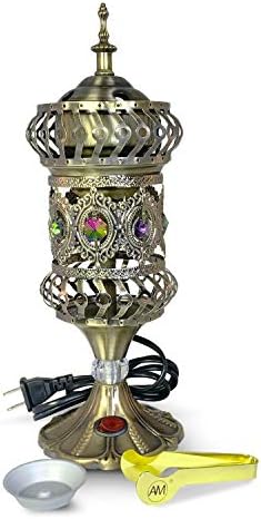 ATTAR MIST Electric Incense Burner - Oud Frankincense Resin Burner - Intricate Carousel Large Mabkhara Bronze