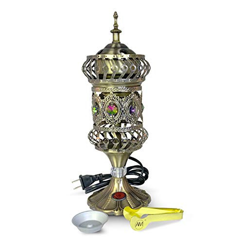 Attar Mist Electric Incense Burner - Oud Frankincense Resin Burner - Intricate Carousel Large Mabkhara Bronze #TOP2