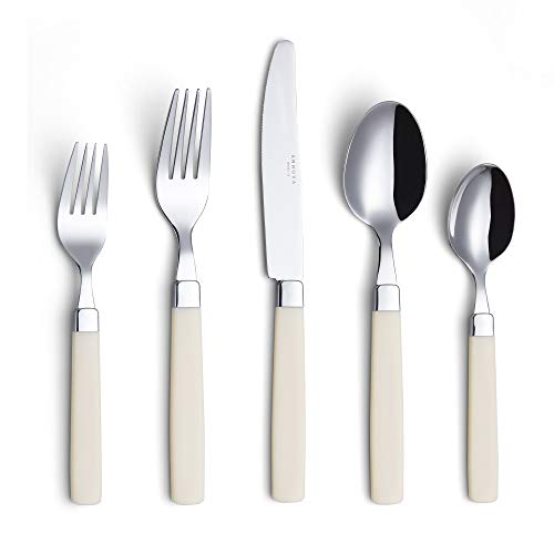 Annova 20-teiliges Edelstahl-Besteck-Set – farbige Griffe – 4 x Menuegabeln, 4 x Salatgabeln, 4 x Menümesser, 4 x Esslöffel, 4 x Teelöffel –...
