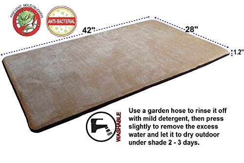 Dogbed4Less Gel-Infused Large Memory Foam Fleece Pet Dog Bed Mat Pillow Topper With Waterproof Rubber Anti Slip Bottom - Fit 42"X28" Crate, Beige #TOP2