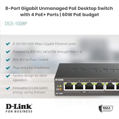 D-Link DGS-1008P Black thumbnail 2