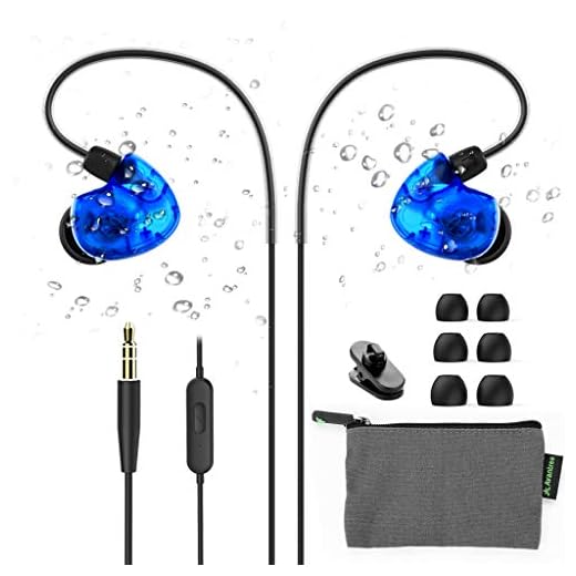 Avantree Över örat trådbundna öronsnäckor med mikrofon för män kvinnor barn små öron, IPX5 svettbeständig vira runt sport hörlurar med öronkrok för säker passform, in-ear hörlurar för löpning jogging TR504