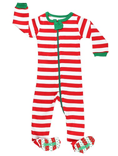 Elowel Striped Pajama Sleeper Set Red & White 12-18 Months